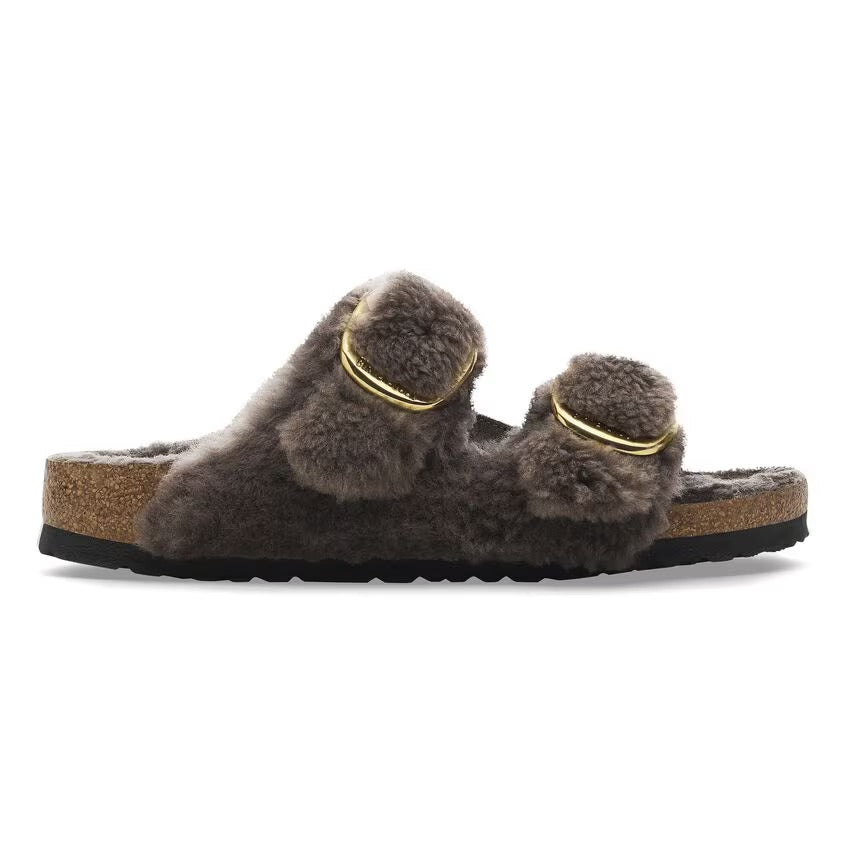 Birkenstock ARIZONA BIG BUCKLE Shearling 1028559 Concrete Gray | Teddy Largeur Étroite - Boutique du Cordonnier