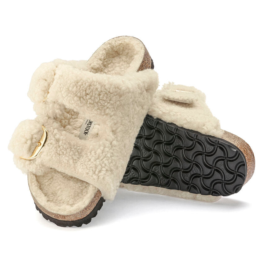 Birkenstock ARIZONA BIG BUCKLE Shearling 1023130 Eggshell | Teddy Largeur Étroite - Boutique du Cordonnier