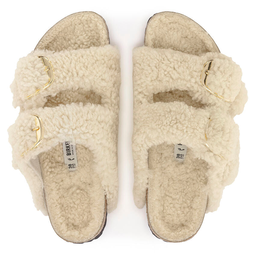 Birkenstock ARIZONA BIG BUCKLE Shearling 1023130 Eggshell | Teddy Largeur Étroite - Boutique du Cordonnier