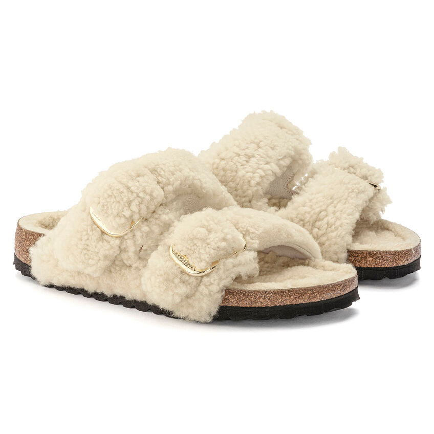 Birkenstock ARIZONA BIG BUCKLE Shearling 1023130 Eggshell | Teddy Largeur Étroite - Boutique du Cordonnier