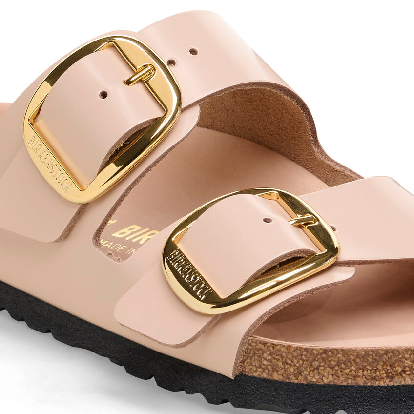 Birkenstock ARIZONA BIG BUCKLE 1026553 High Shine New Beige | Cuir Largeur Étroite - Boutique du Cordonnier