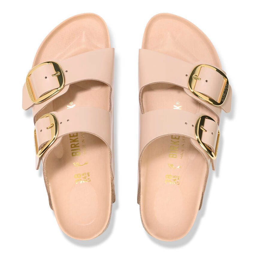 Birkenstock ARIZONA BIG BUCKLE 1026553 High Shine New Beige | Cuir Largeur Étroite - Boutique du Cordonnier