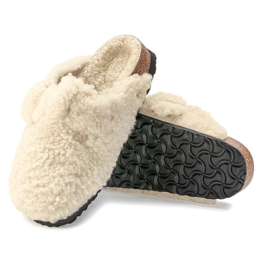 Birkenstock BOSTON BIG BUCKLE Shearling 1025664 Eggshell | Teddy Largeur Étroite - Boutique du Cordonnier