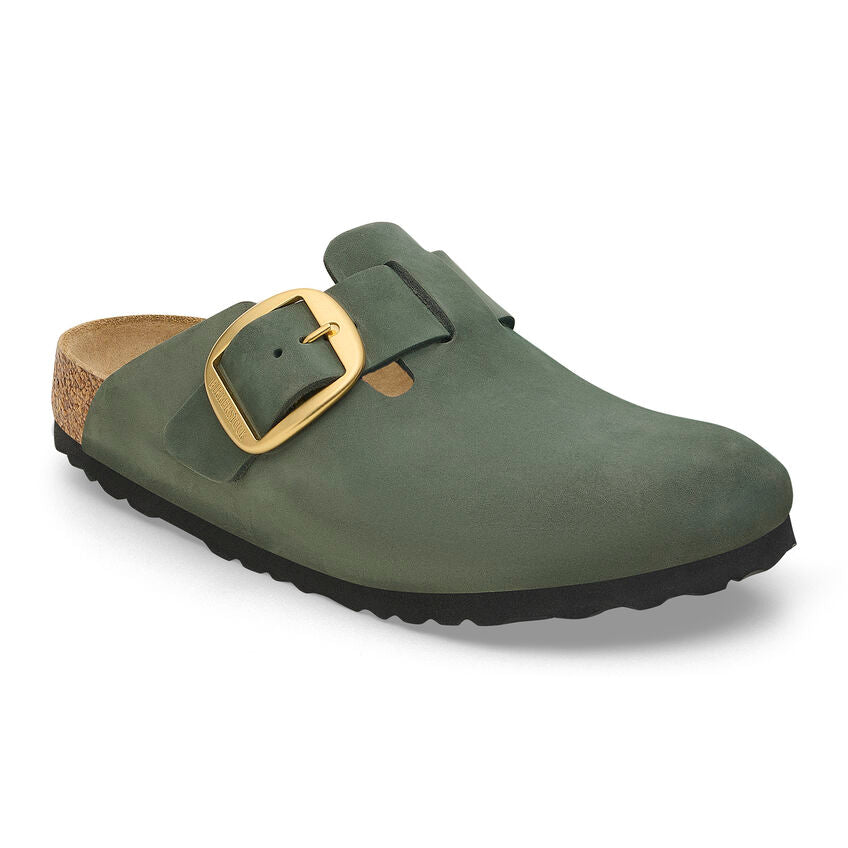 Birkenstock BOSTON BIG BUCKLE 1028033 Thyme | Nubuck Largeur Étroite - Boutique du Cordonnier