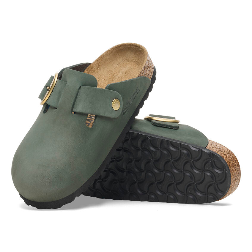 Birkenstock BOSTON BIG BUCKLE 1028033 Thyme | Nubuck Largeur Étroite - Boutique du Cordonnier