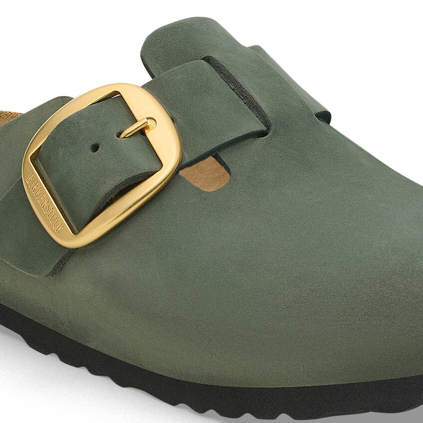 Birkenstock BOSTON BIG BUCKLE 1028033 Thyme | Nubuck Largeur Étroite - Boutique du Cordonnier