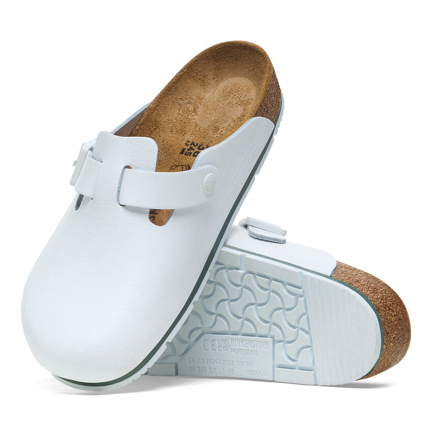 Birkenstock BOSTON PRO 1025992 Blanc | Cuir Largeur Régulière Sabots professionnels antidérapants - Boutique du Cordonnier