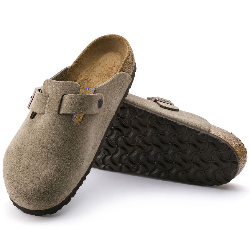 Birkenstock BOSTON SOFT 560773 Taupe | Suède Largeur Étroite - Boutique du Cordonnier