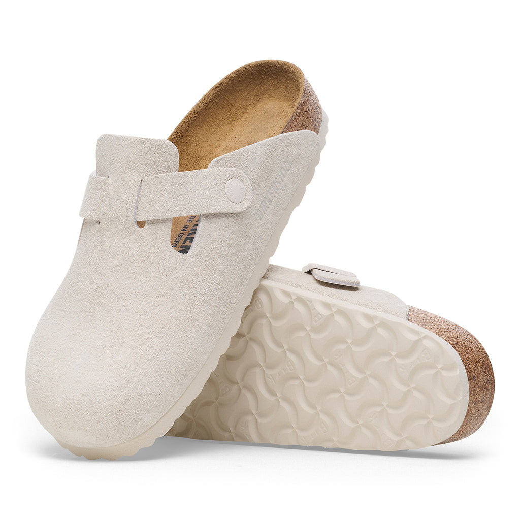 Birkenstock BOSTON 1024740 Antique White | Suède Largeur Étroite - Boutique du Cordonnier