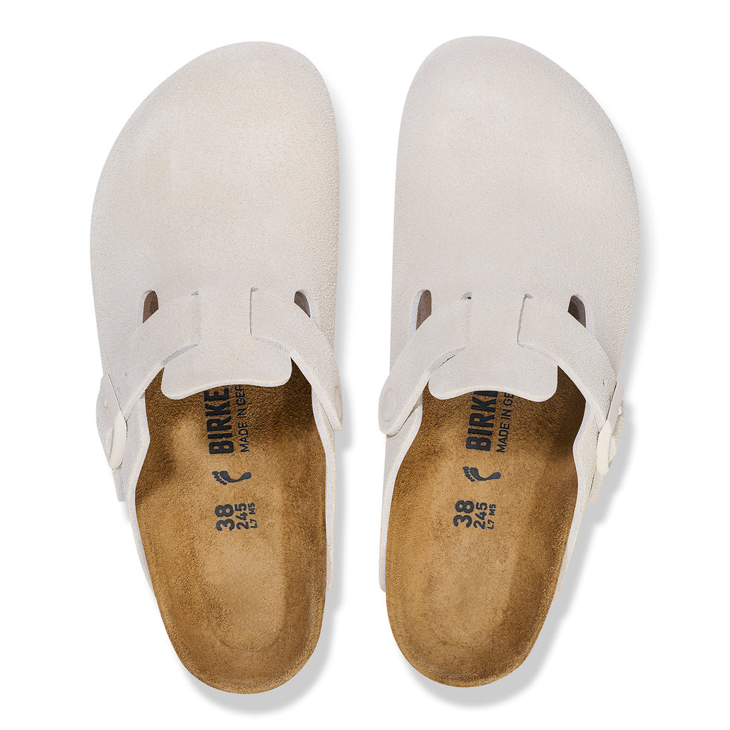 Birkenstock BOSTON 1024740 Antique White | Suède Largeur Étroite - Boutique du Cordonnier