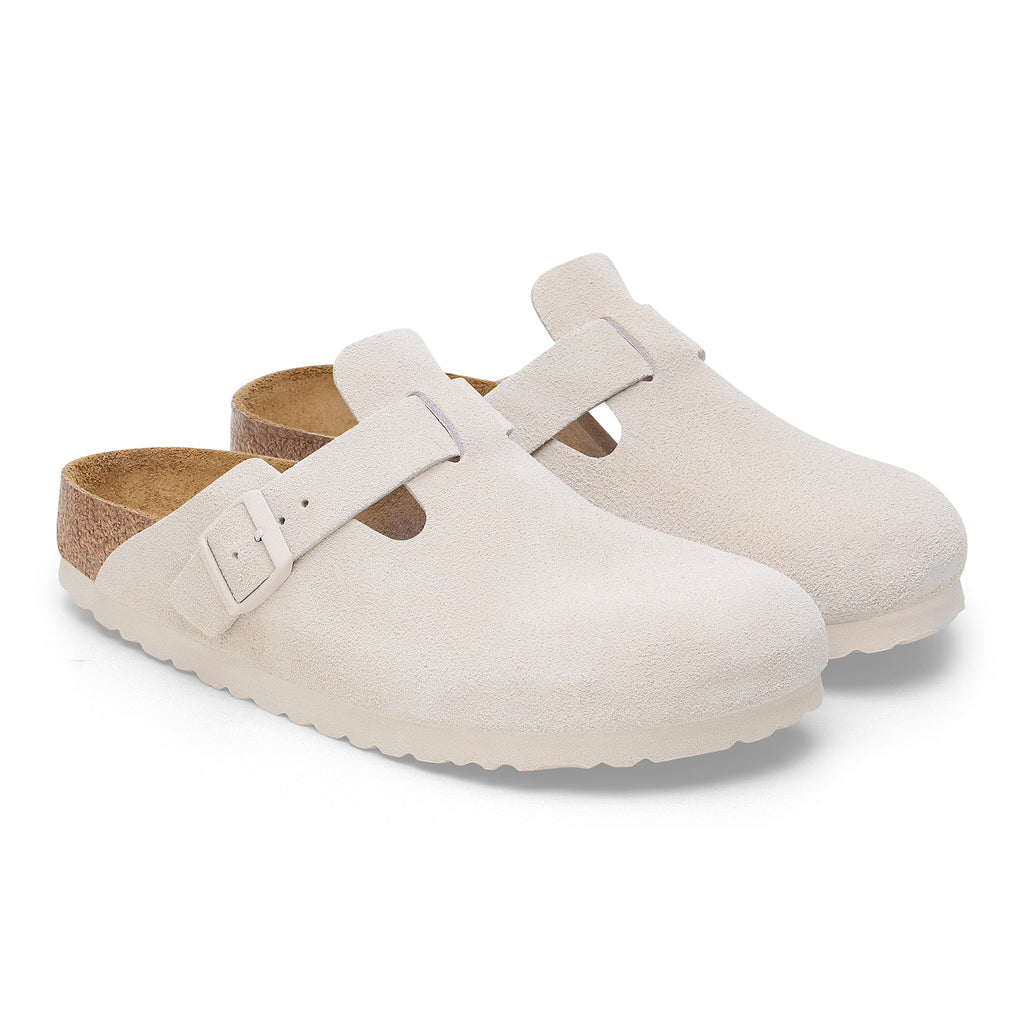 Birkenstock BOSTON 1024740 Antique White | Suède Largeur Étroite - Boutique du Cordonnier