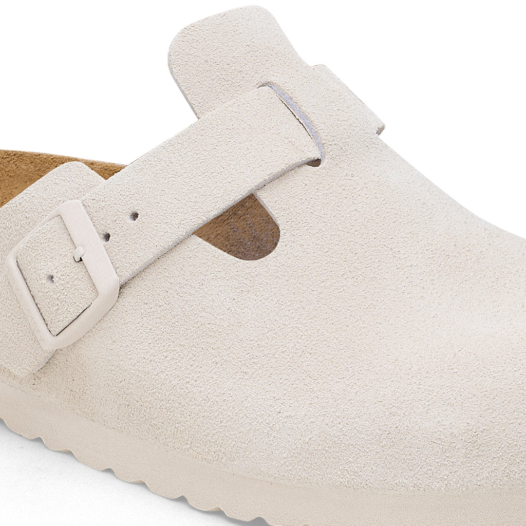 Birkenstock BOSTON 1024740 Antique White | Suède Largeur Étroite - Boutique du Cordonnier