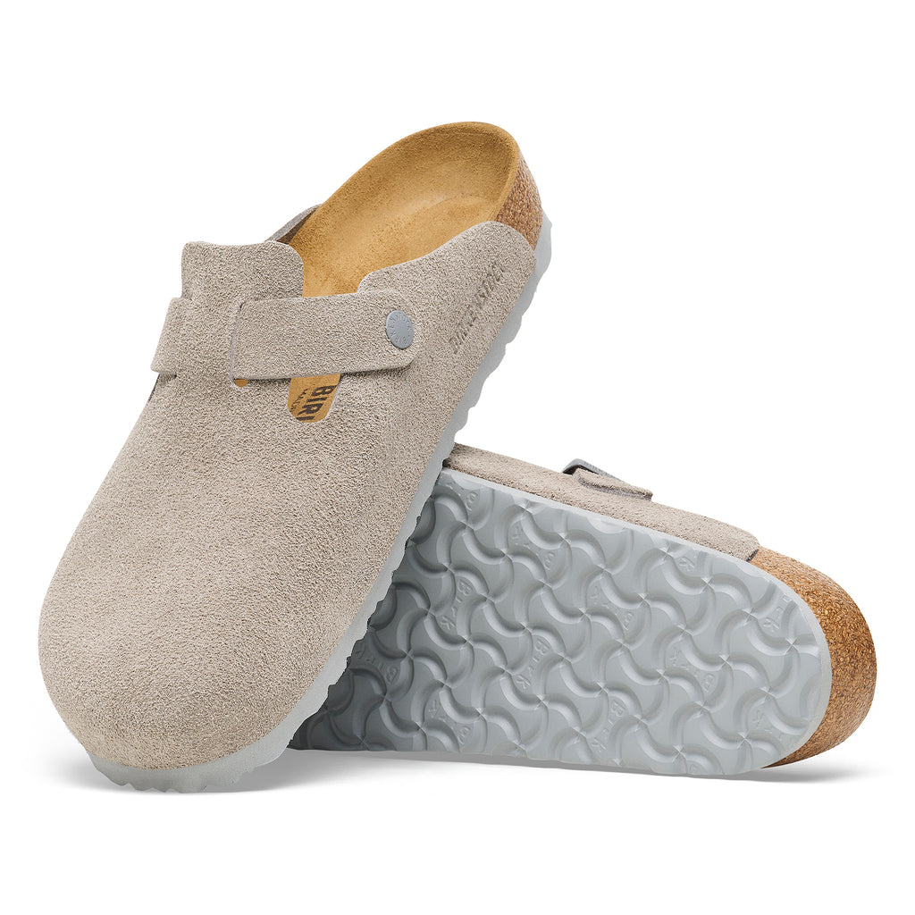 Birkenstock BOSTON 1027751 Stone Coin | Suède Largeur Étroite - Boutique du Cordonnier