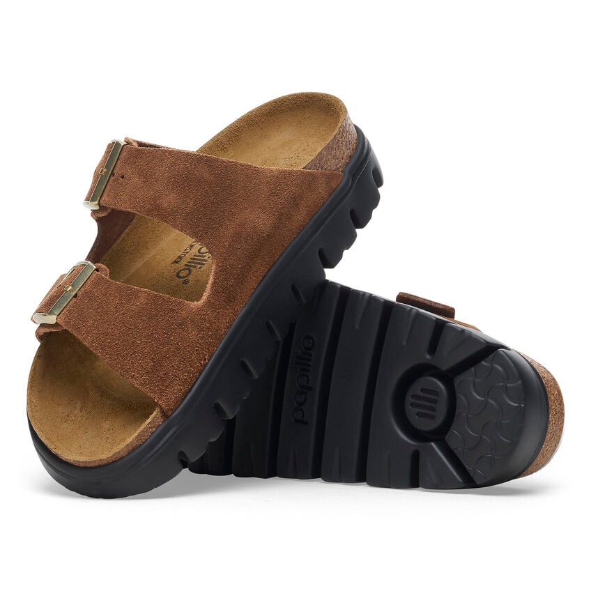 Birkenstock Papillio ARIZONA CHUNKY 1028389 Dark Tea | Suède Largeur Étroite - Boutique du Cordonnier