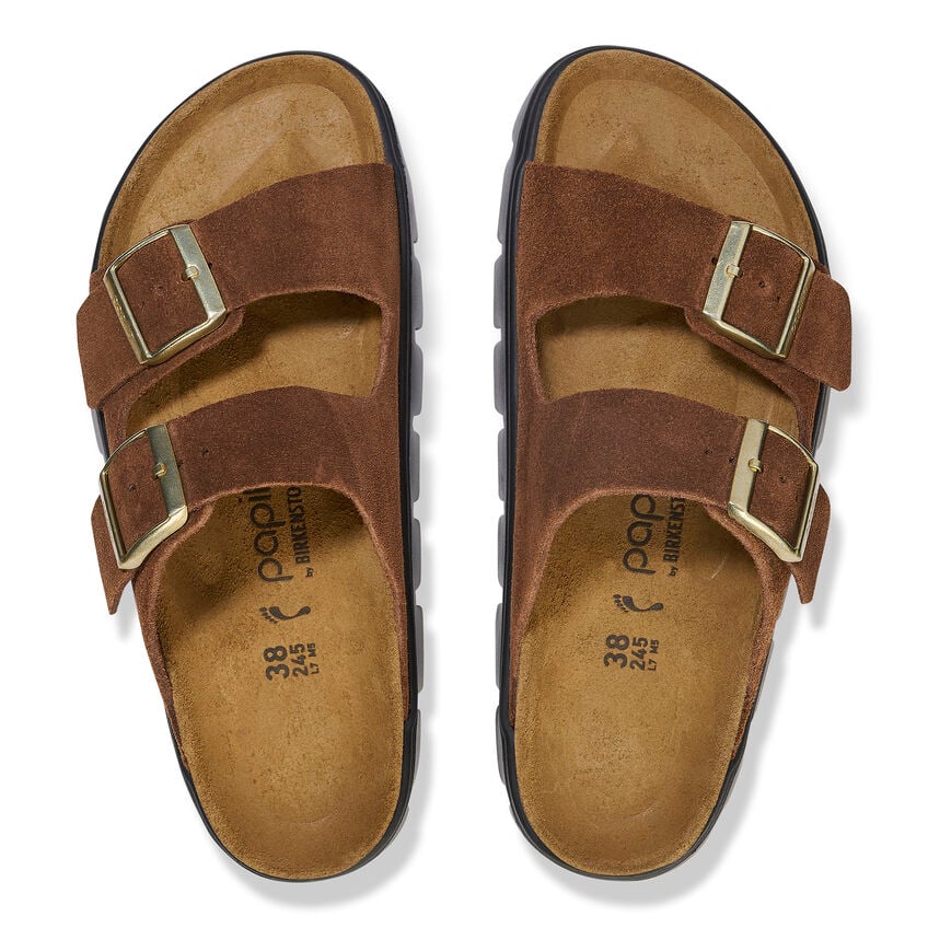 Birkenstock Papillio ARIZONA CHUNKY 1028389 Dark Tea | Suède Largeur Étroite - Boutique du Cordonnier