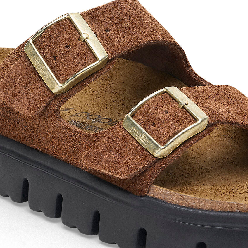 Birkenstock Papillio ARIZONA CHUNKY 1028389 Dark Tea | Suède Largeur Étroite - Boutique du Cordonnier