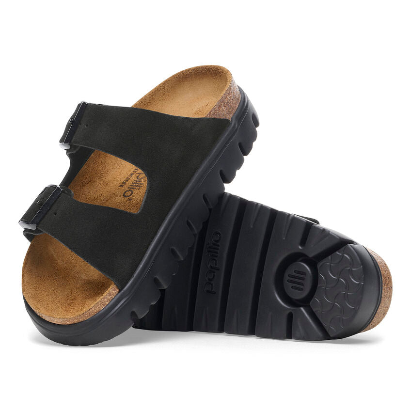 Birkenstock Papillio ARIZONA CHUNKY 1028403 Noir | Suède Largeur Étroite - Boutique du Cordonnier