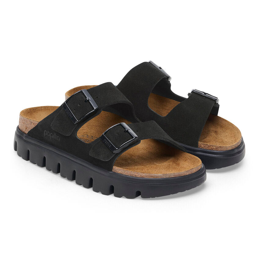 Birkenstock Papillio ARIZONA CHUNKY 1028403 Noir | Suède Largeur Étroite - Boutique du Cordonnier