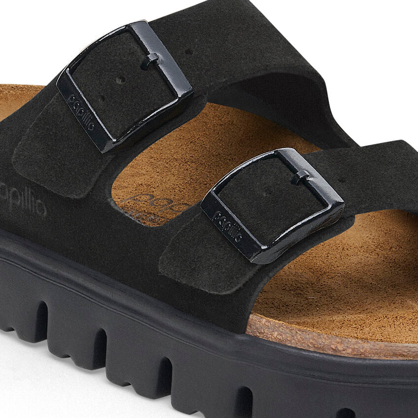 Birkenstock Papillio ARIZONA CHUNKY 1028403 Noir | Suède Largeur Étroite - Boutique du Cordonnier