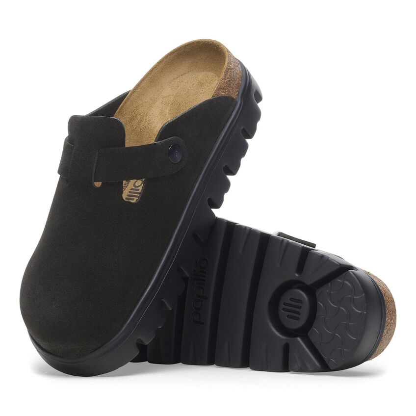 Birkenstock Papillio BOSTON CHUNKY 1028317 Noir | Suède Largeur Étroite - Boutique du Cordonnier