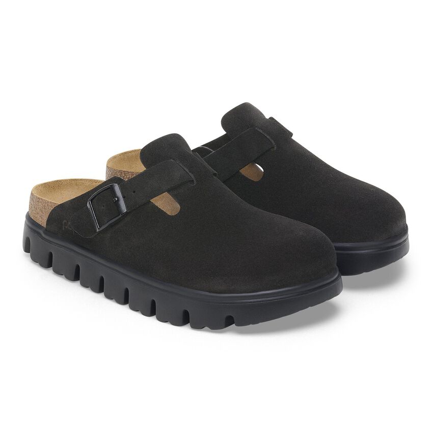 Birkenstock Papillio BOSTON CHUNKY 1028317 Noir | Suède Largeur Étroite - Boutique du Cordonnier