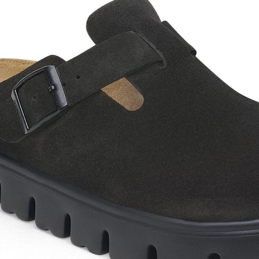 Birkenstock Papillio BOSTON CHUNKY 1028317 Noir | Suède Largeur Étroite - Boutique du Cordonnier