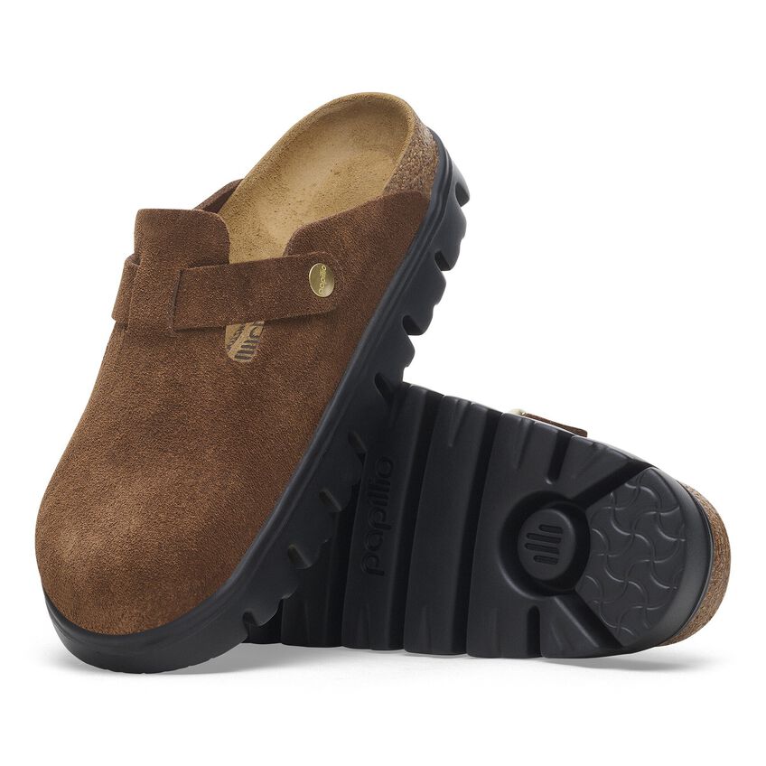 Birkenstock Papillio BOSTON CHUNKY 1028402 Dark Tea | Suède Largeur Étroite - Boutique du Cordonnier