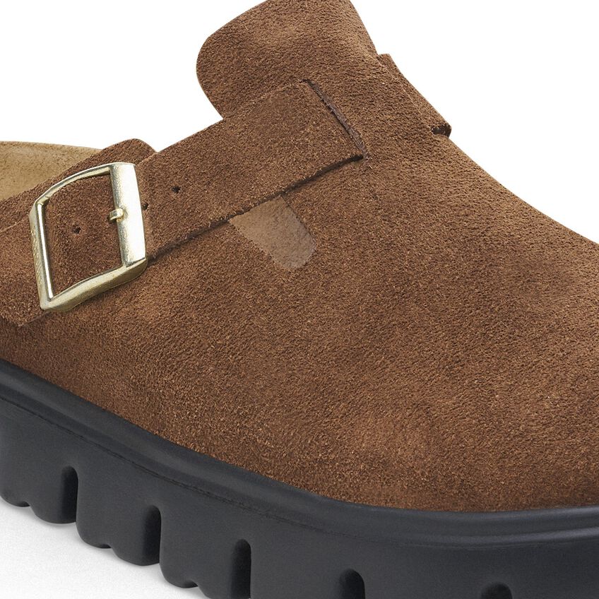 Birkenstock Papillio BOSTON CHUNKY 1028402 Dark Tea | Suède Largeur Étroite - Boutique du Cordonnier