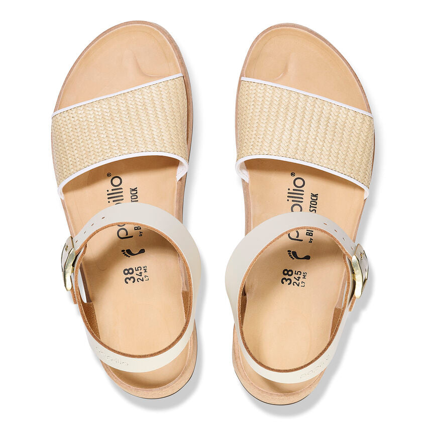 Birkenstock Papillio GLENDA 1026921 Blanc/Naturel | Cuir Largeur Étroite - Boutique du Cordonnier