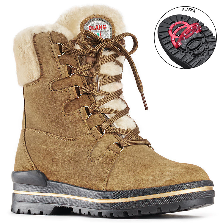 Olang MERIBEL CUOIO Women Winter Boots with pivoting GRIPS in Laval Boutique du Cordonnier